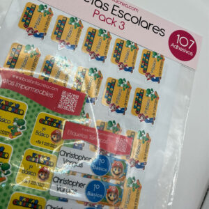 Etiquetas escolares autoadhesivas de Mario Bros